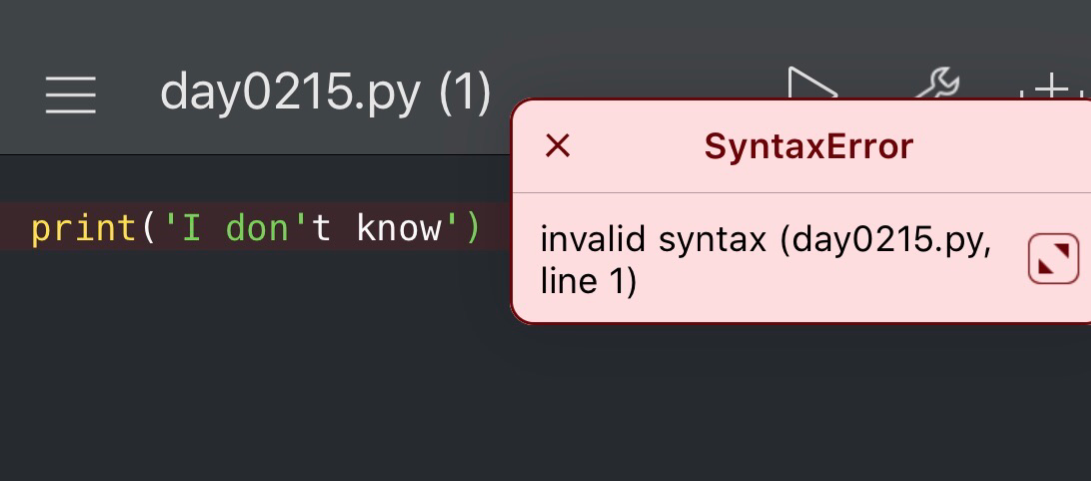 Python　print　文字列　syntaxエラー