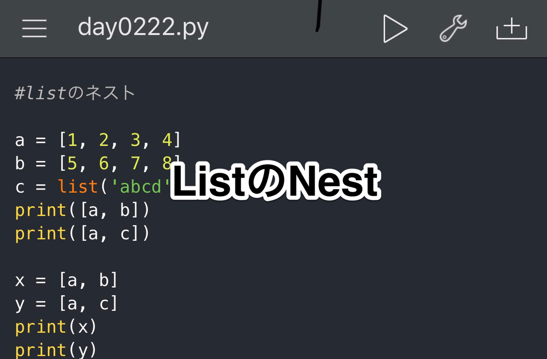 Python　リスト型データ List Nest