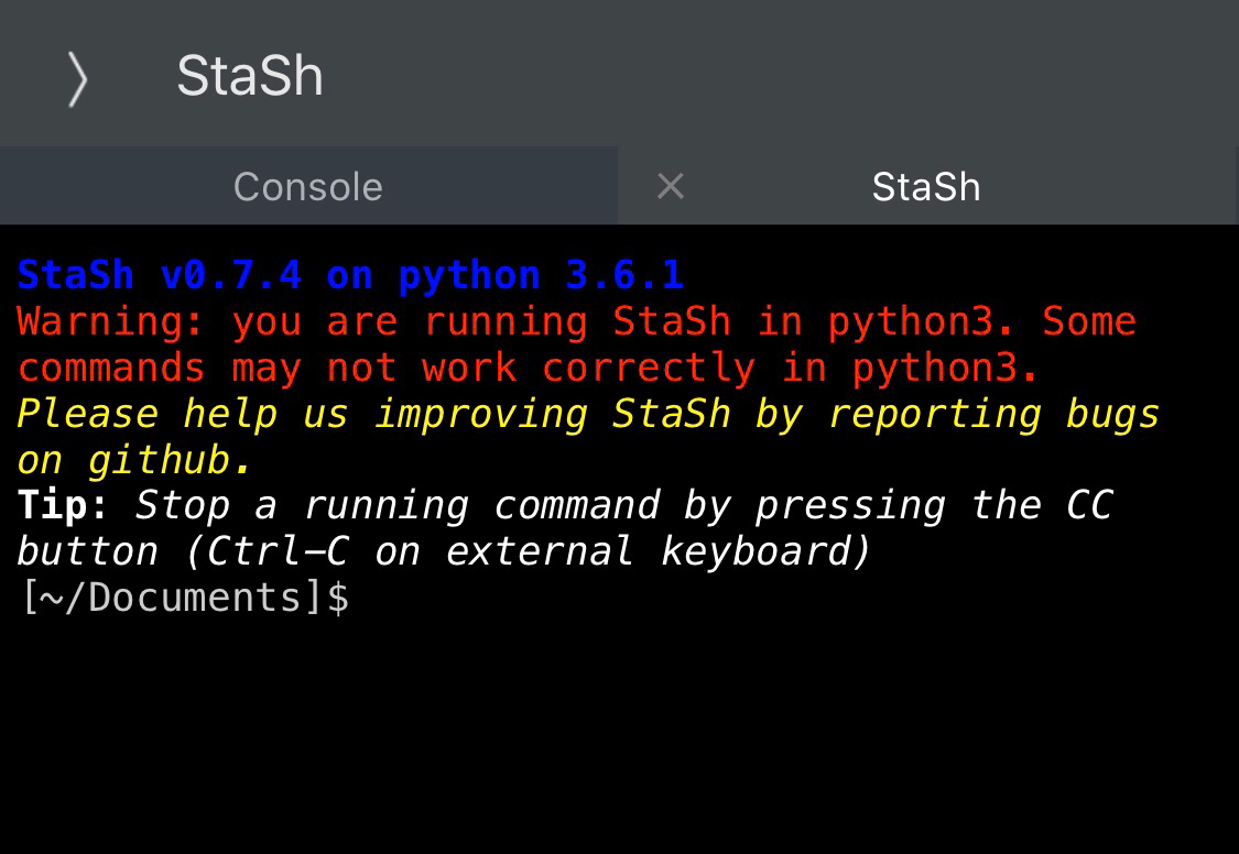 Python　標準ライブラリ　Pythonista StaSh