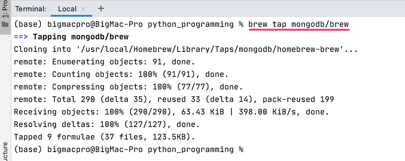 Python MongoDB インストール