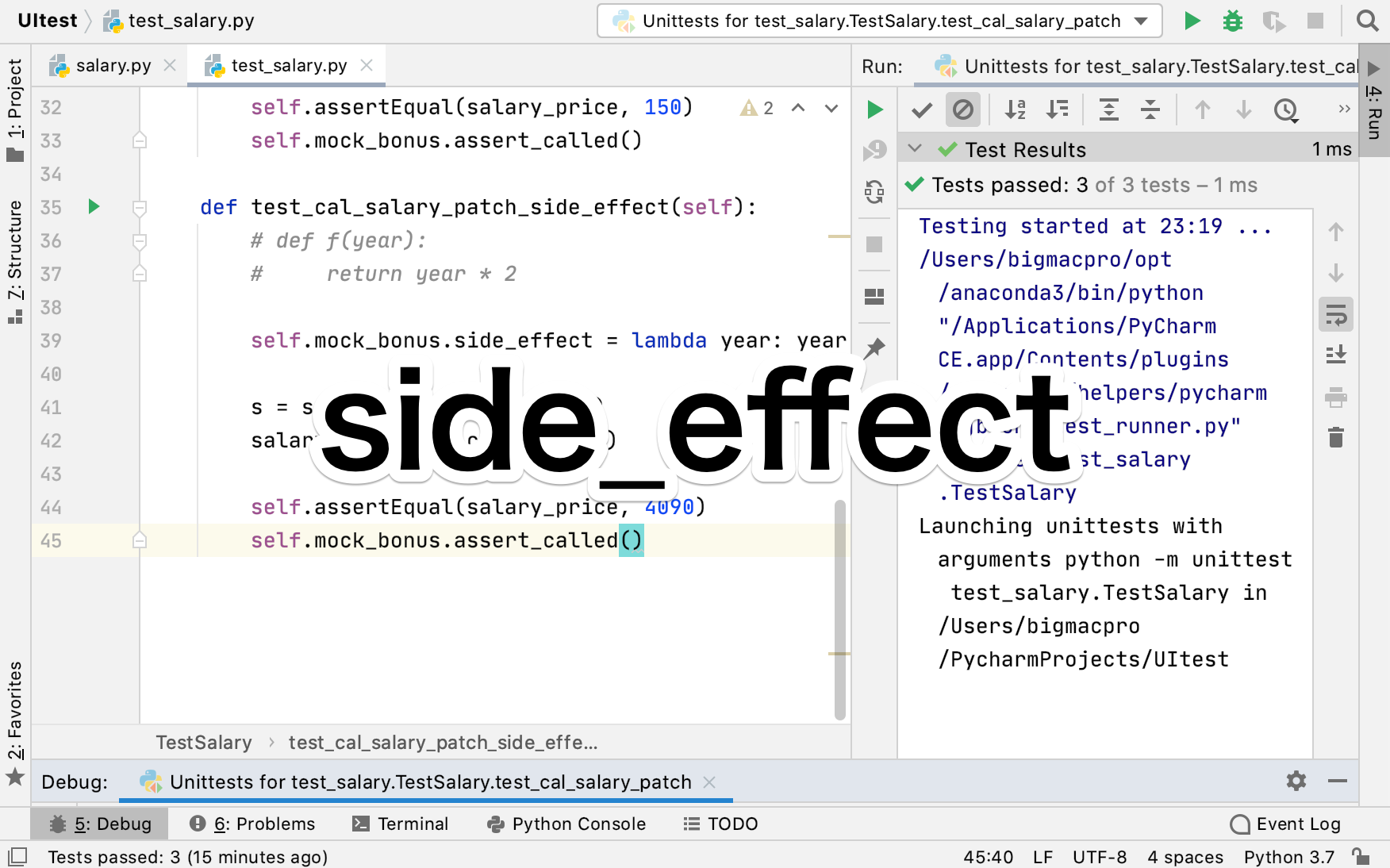 Python mock side_effect