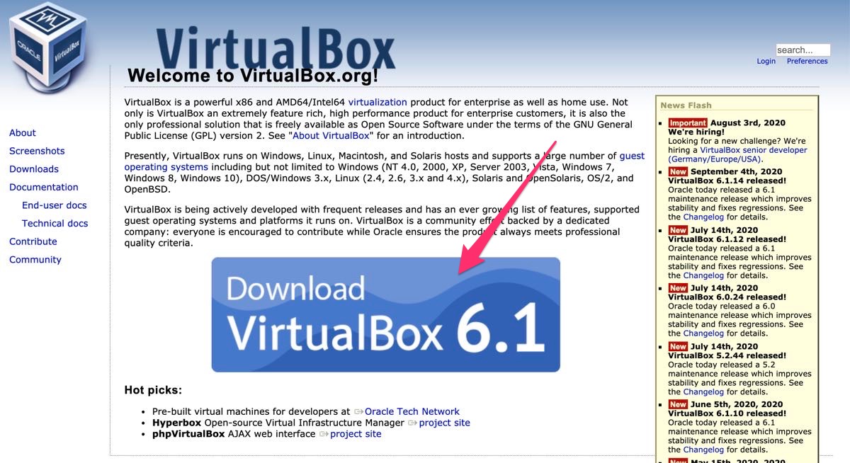 Virtualboxのインストール